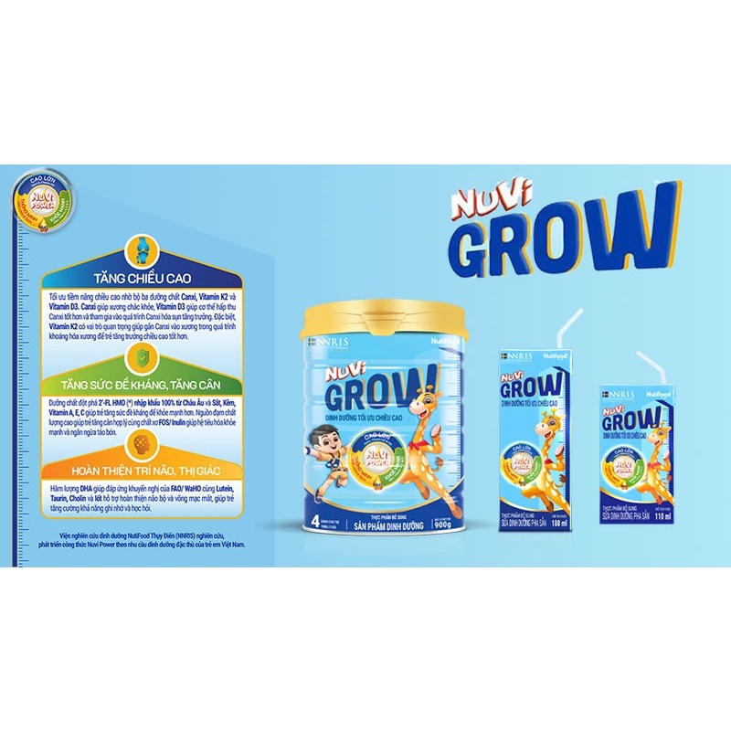 Thùng 48 hộp Sữa Bột Pha Sẵn NUVI GROW (180ml)