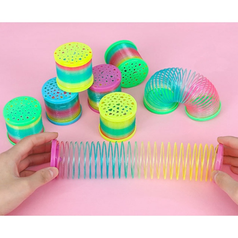 3D Glow in Dark Walking Rainbow Spring Toy Circle Slinky Magic Circle Stretchy 1pc random color