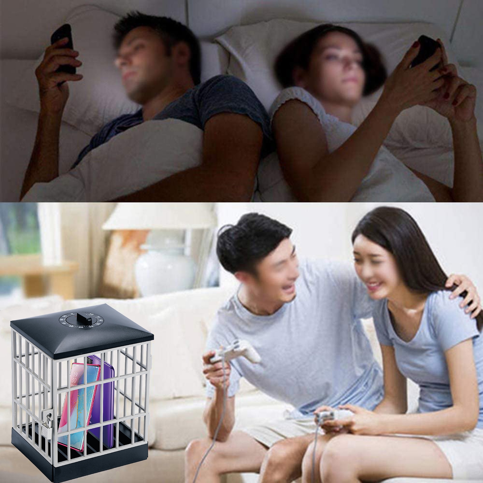 Mobile Phone Jail Cell Prison Lock Up Safe Smartphone Home Table Office Gadget Storage Box Locking Cage Party Storage