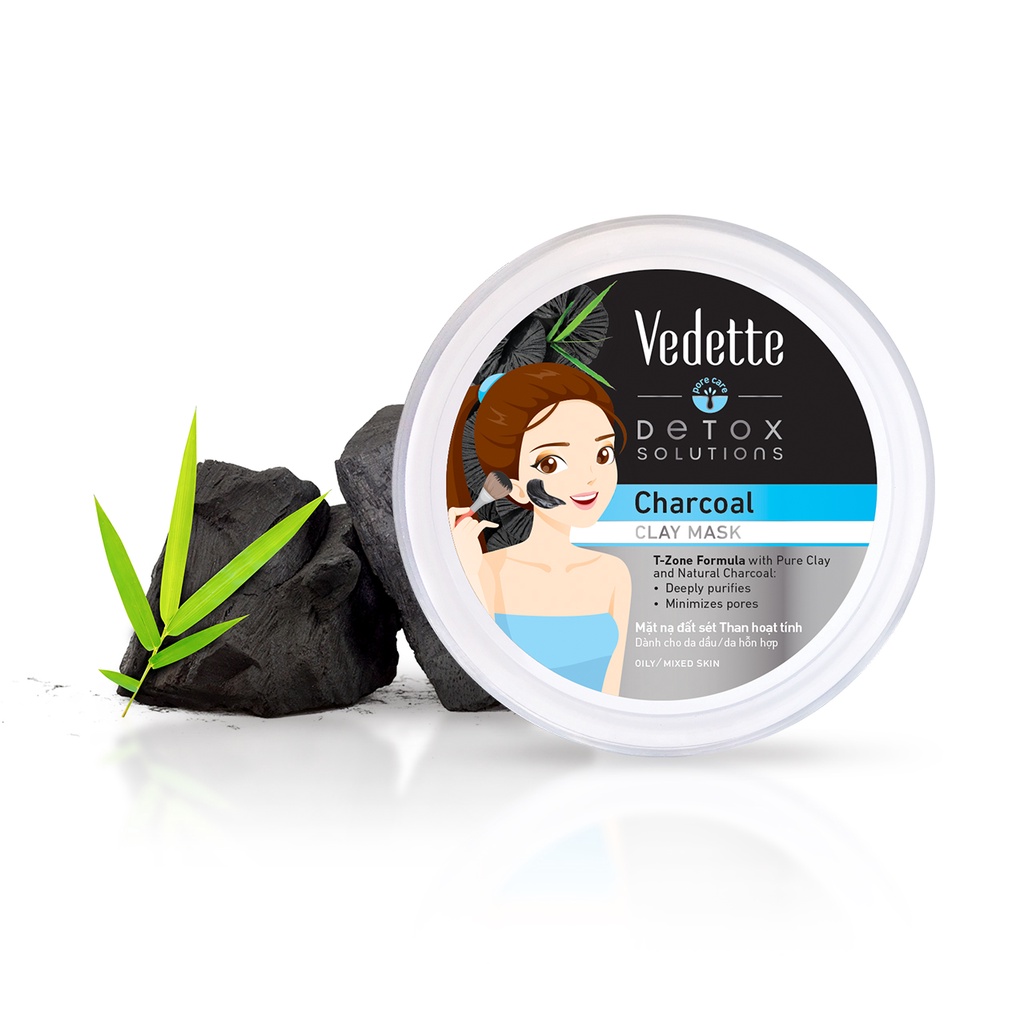 Mặt nạ đất sét Vedette Than Hoạt Tính Charcoal Detox Solutions 145g