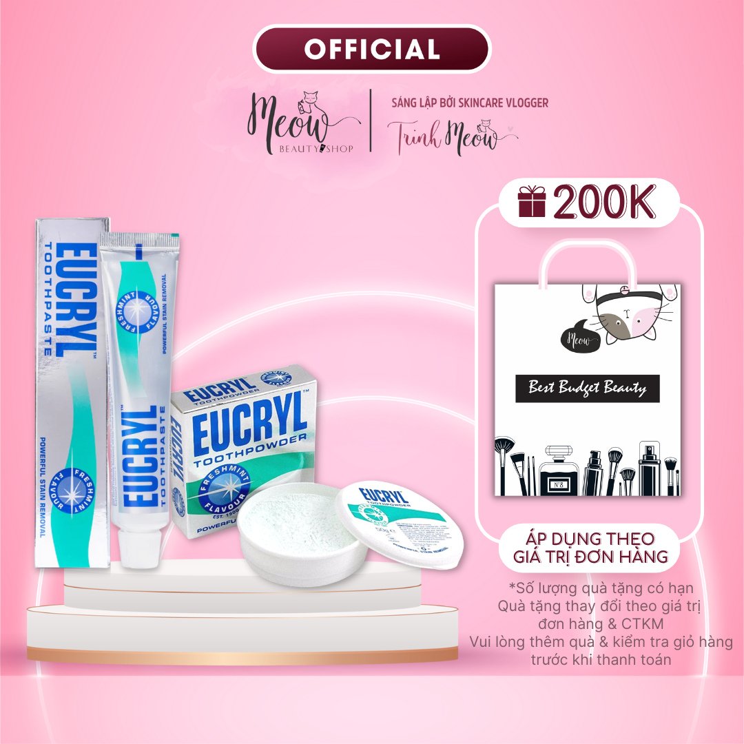 Kem / Bột Eucryl làm trắng răng Toothpaste (62g) & Toothpowder (50g)
