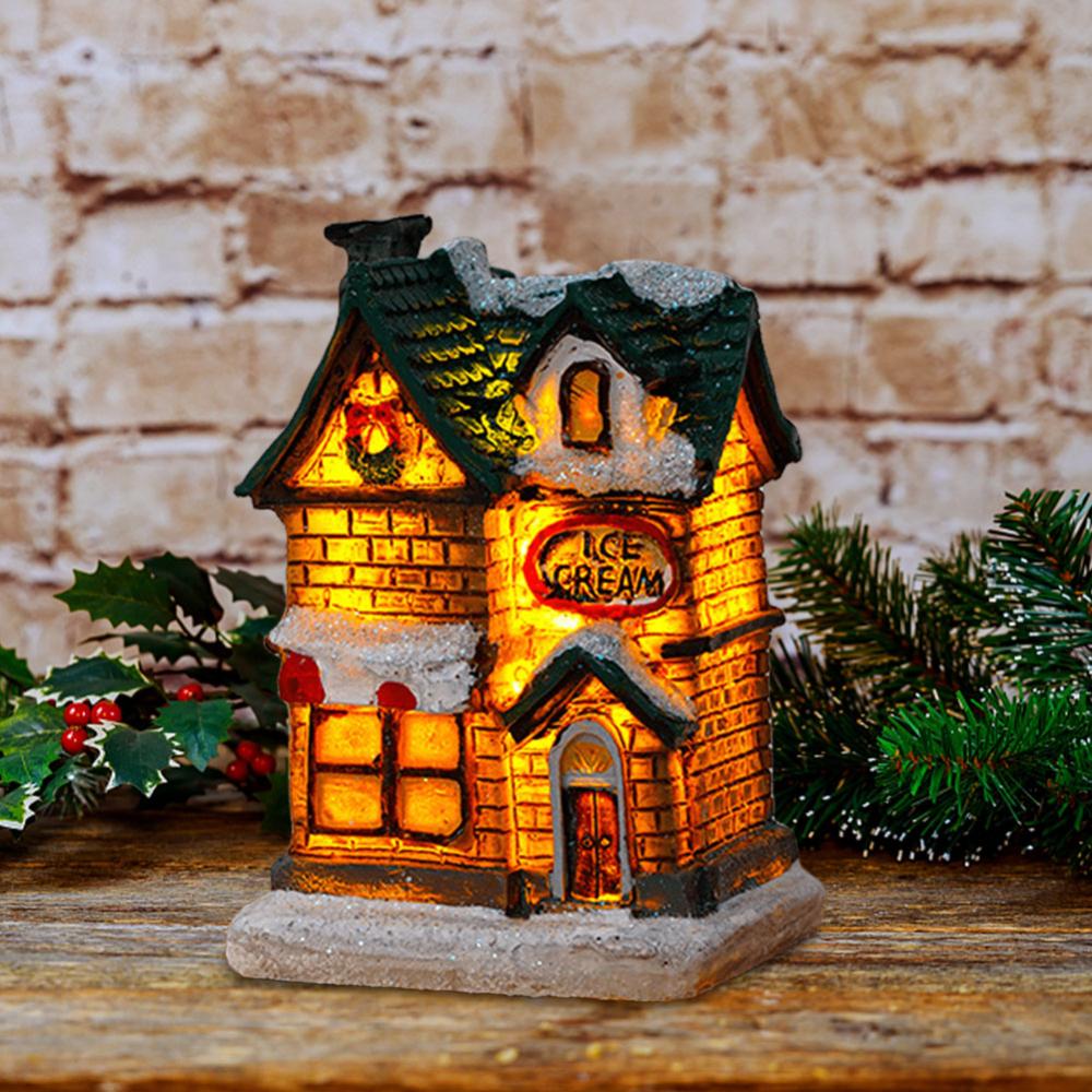 Christmas House Miniature Ornaments Battery Operated Light Up