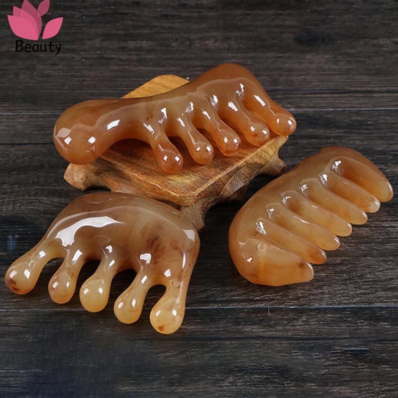Yuanyan Natural Ox Horn Gua Sha Tools Scraping Point Full Body Massage Wide Toothed Comb Scalp Massage Brush Hair Care Tool. 