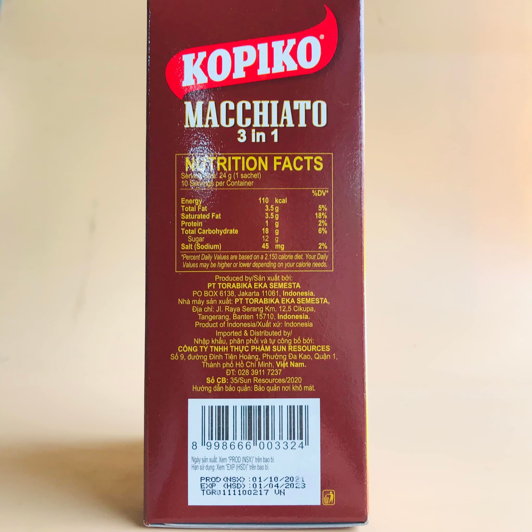 Cà phê (cafe) sữa KOPIKO MACCHIATO hộp 240g