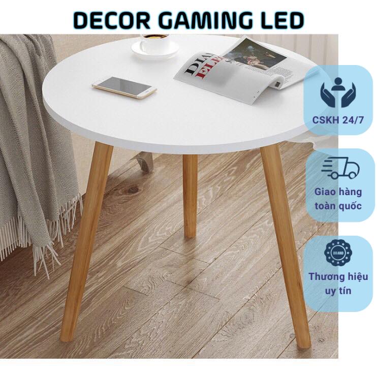 Bàn trà tròn, bàn sofa tròn mặt gỗ kích thước 60cm