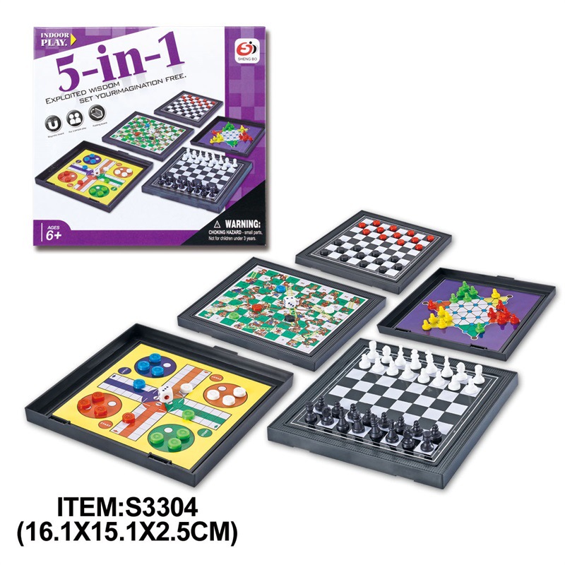 Children's Multi in One Chess Board, Chinese Checkers, Western Snake Flying International Chess, Parent Child Interactive Toys