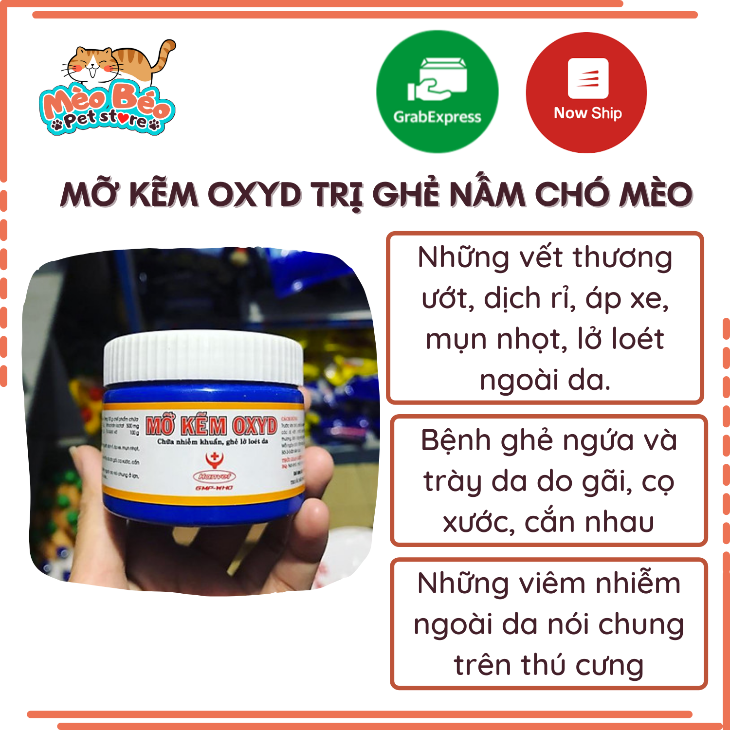 Thuốc mỡ kẽm oxyd trị ghẻ nấm chó mèo