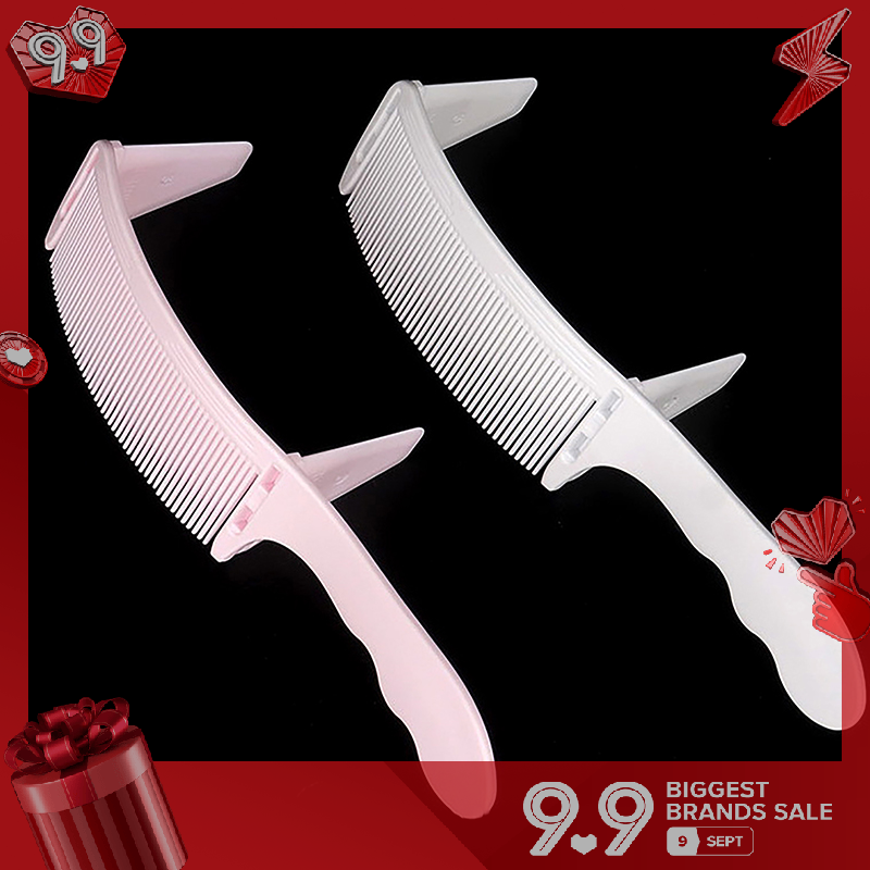 💖【Lowest price】Refreshing Cong Tóc Cắt Cắt Arced Lược Thợ Cắt Tóc Phẳng Top Cắt Tóc Lược Bàn Chải Làm Tóc Công Cụ Cắt Tóc Lược Bộ