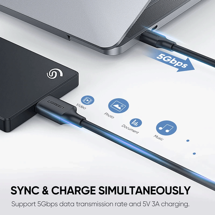 CÁP CHUYỂN ĐỔI USB TYPE-C TO MICRO USB 3.0 DÀI 1M CHÍNH HÃNG UGREEN 20103