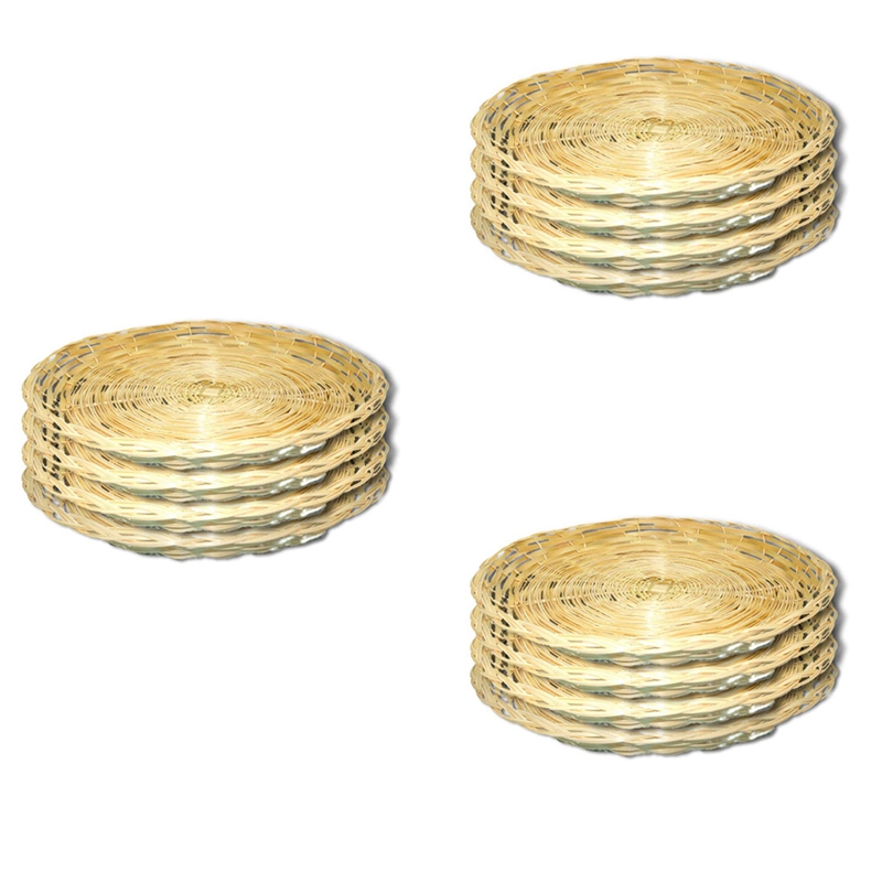 12 Pcs Bamboo Paper Plate Holder 10 Inch Round Woven Plate Holder