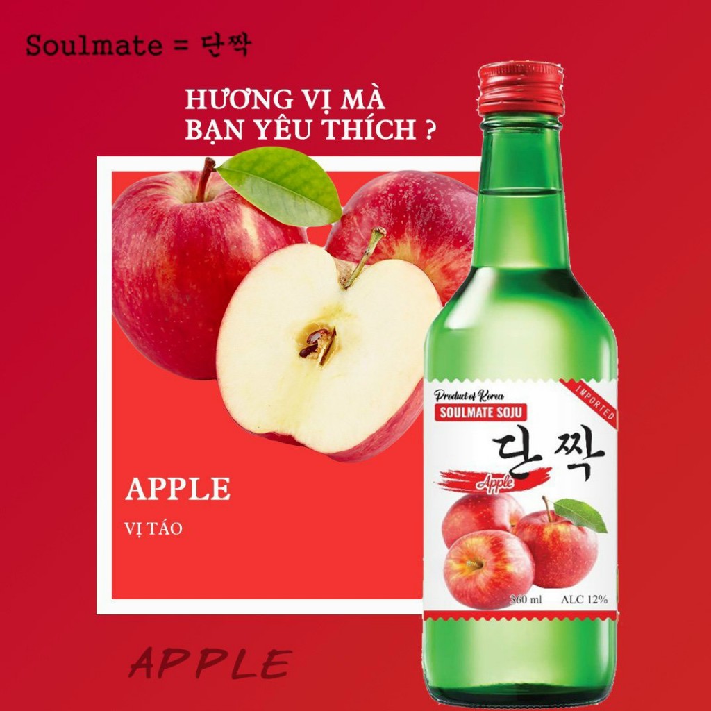 R ượu Soju Hàn Quốc Soulmate Apple 360ml