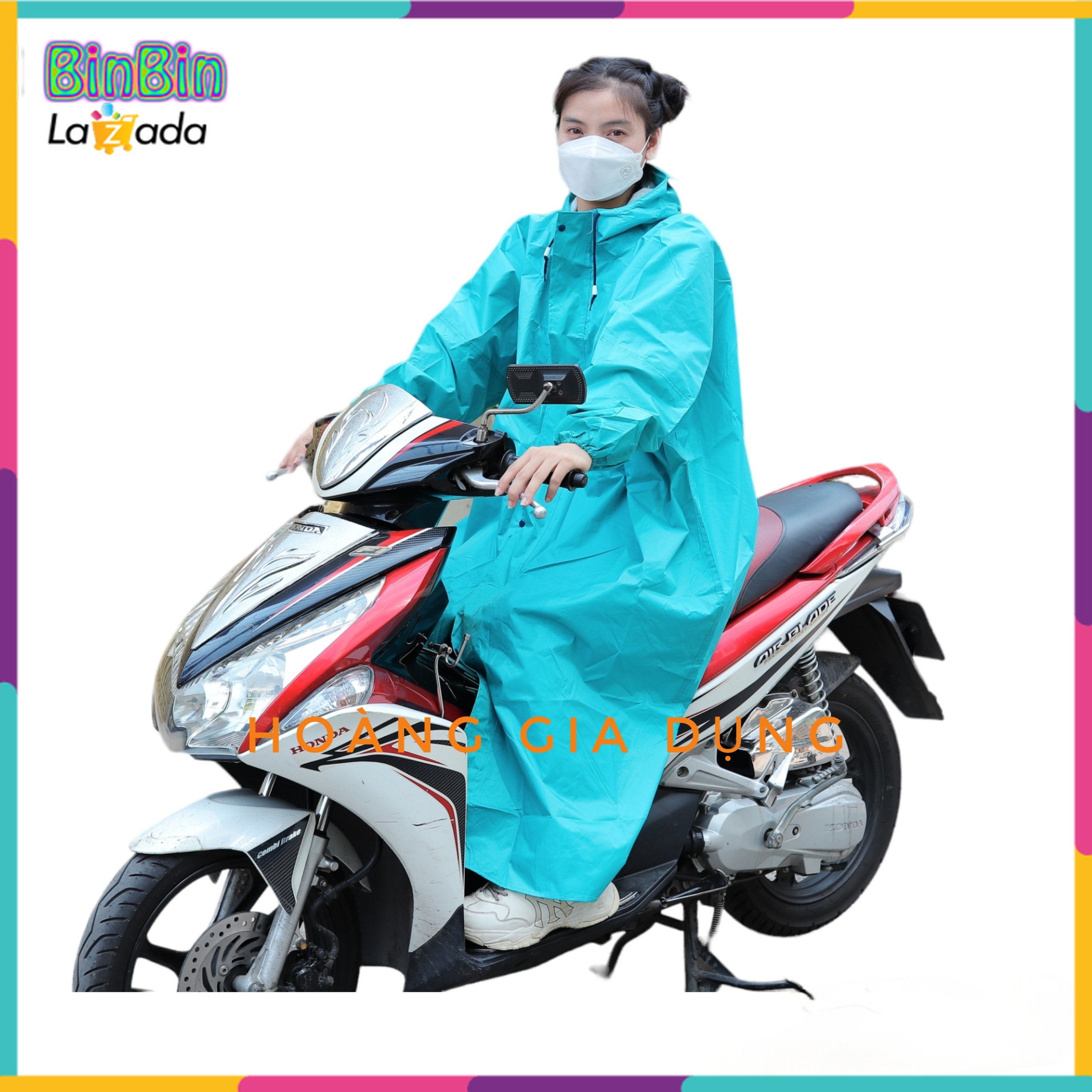 Áo mưa vải dù da cá dây kéo trước áo mưa vải dù tổ ong cao cấp không thấm nước am02