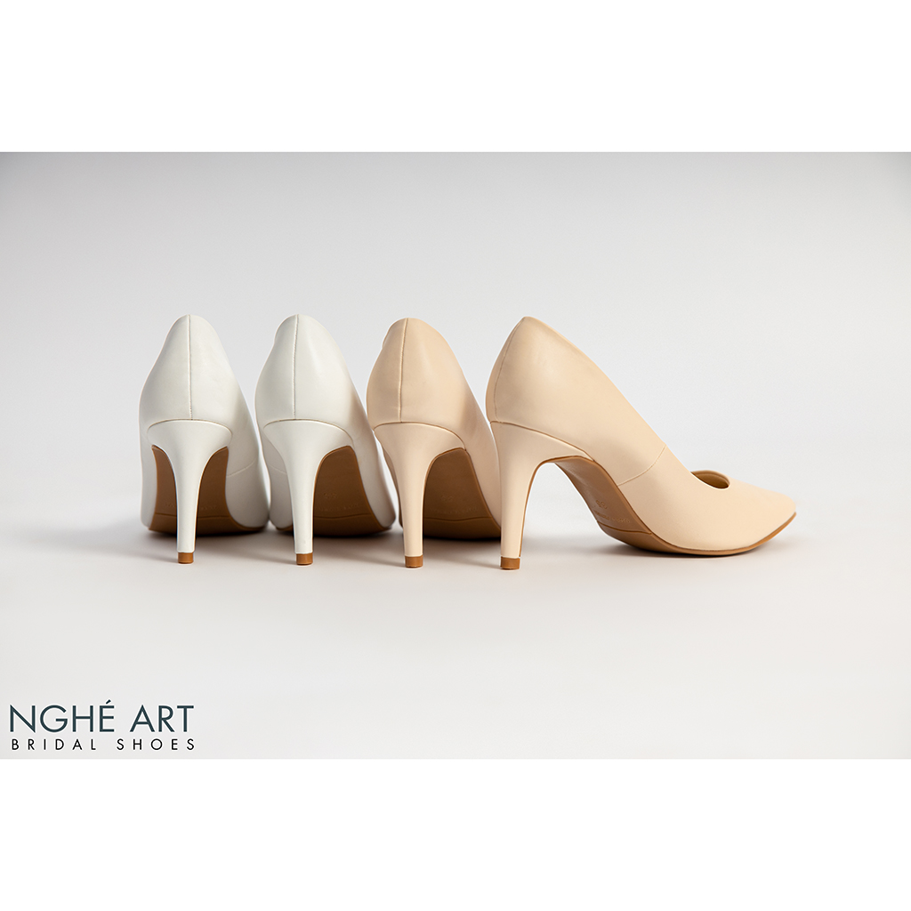 Giày cưới Nghé Art basic bít mũi gót nhọn 189 trắng