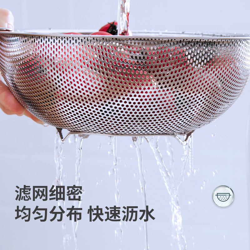 [HCM]Rổ INox Kích thước 28cm Vành Dày - Lỗ Nhỏ