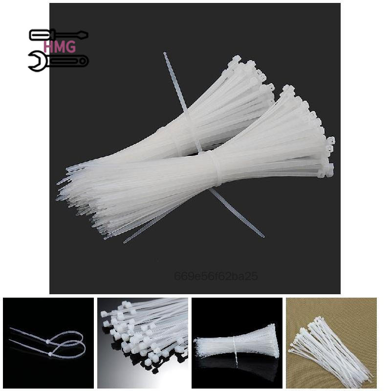 Handmong 100pcs Self Locking Nylon Ties Strong Durable Powerful Lock Tie Wraps Suitable for Indoor Wire Tying HMG-MY