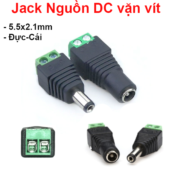 (2 cái) Jack nối nguồn DC 5.5x2.1mm 10A vặn vít