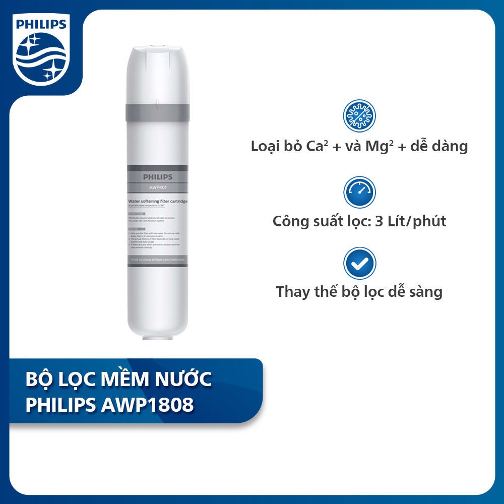 [HÀNG CHÍNH HÃNG] Bộ tiền lọc làm mềm nước Philips AWP1808