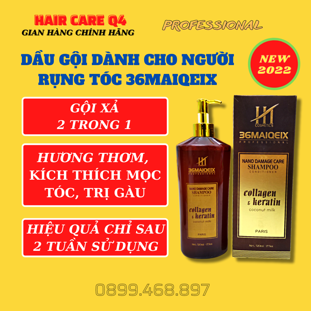 Dầu Gội  HT 36MAIQEIX Collagen & Keratin 520ml Dành Cho Người Rụng Tóc & Ngăn Ngừa Gàu - Hair Care Q4