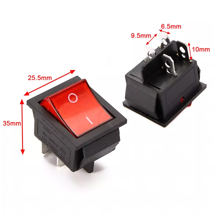 Công Tắc Bập Bênh KCD4 - 16A/250V 20A 125V 6Pin