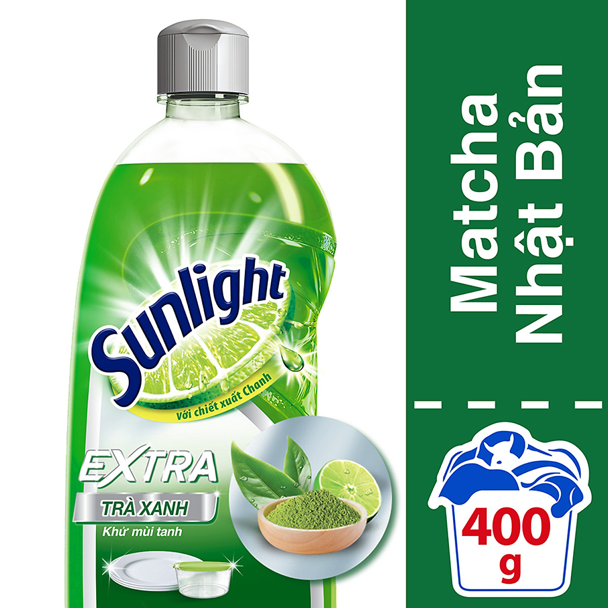 Combo 2 chai Nước Rửa Chén Sunlight Trà Xanh 400g