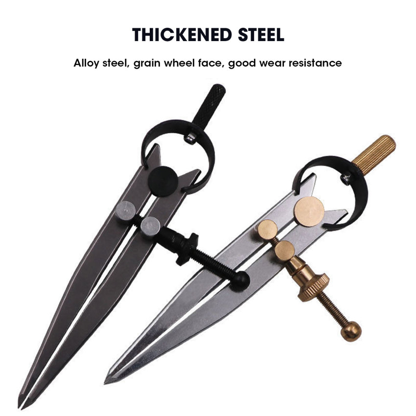 Adjustable Leather Compass Lockable Carbon Steel Divider Wing Creaser DIY Leathercraft Rotating Line Scribing Gauge Caliper Tool