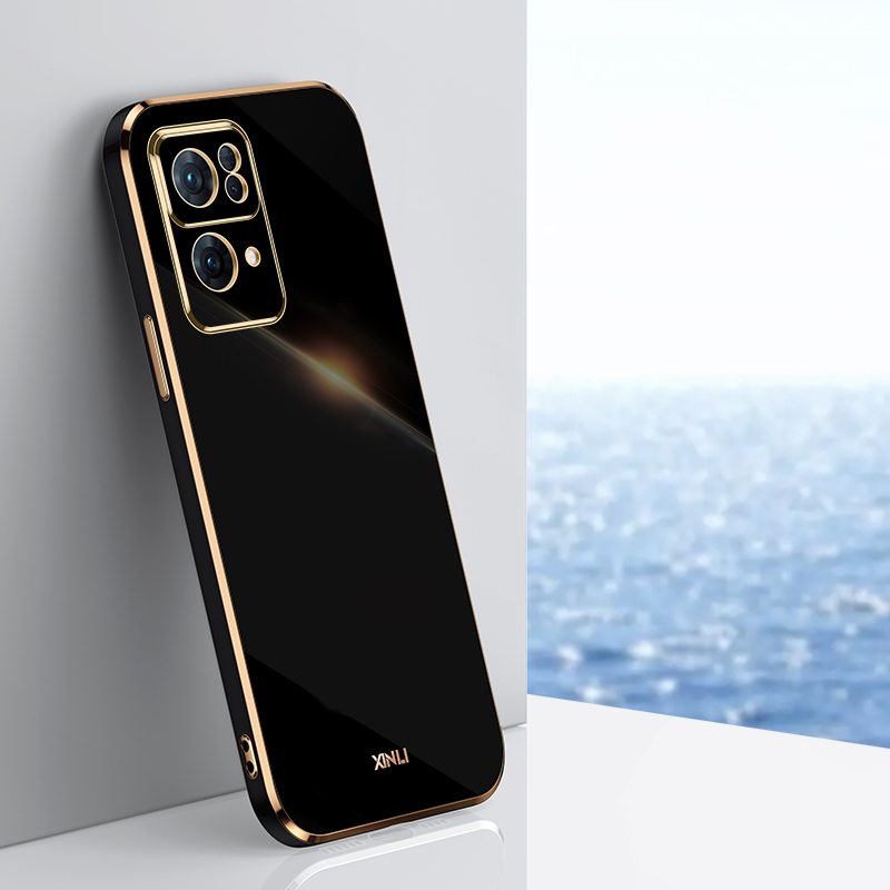 PlusCase for OPPO Reno7 Pro 5G 6D Plating Soft Case Lens Protector Square Frame Silicone Glossy Shockproof Phone Back Cover