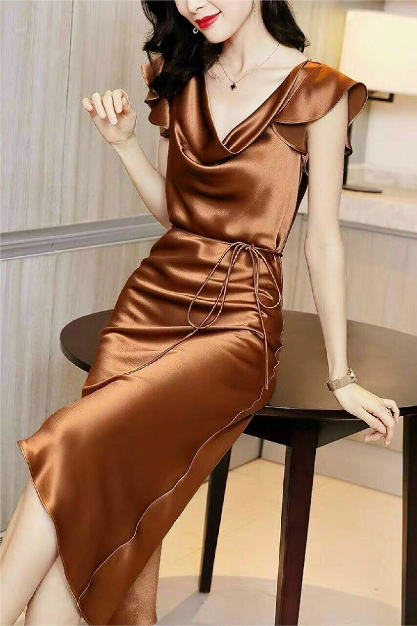 Đầm phi lụa dự tiệc siêu nữ tính