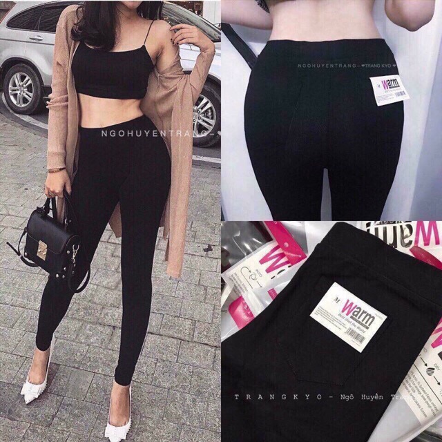 Quần legging nữ cạp cao 2 túi sau