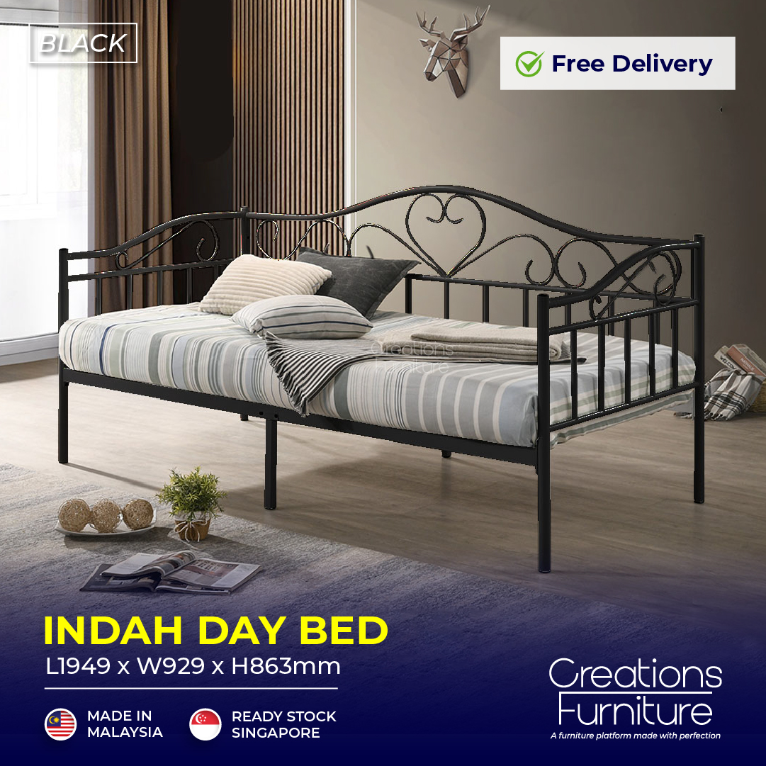 Daybed Standard Single Metal Bed Frame Solid Sofa Bed Bedroom