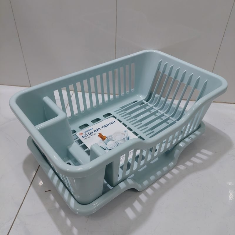 Kệ rổ úp chén bát nhiều ngăn đa năng có khay để đũa muỗng thông minh mẫu mới - Khay úp chén dĩa bát có lối thoát nước