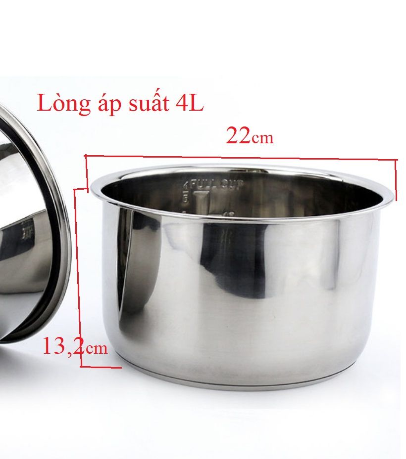 Lòng nồi áp suất Inox dung tích 4 lít, 5 lít, 6 lít