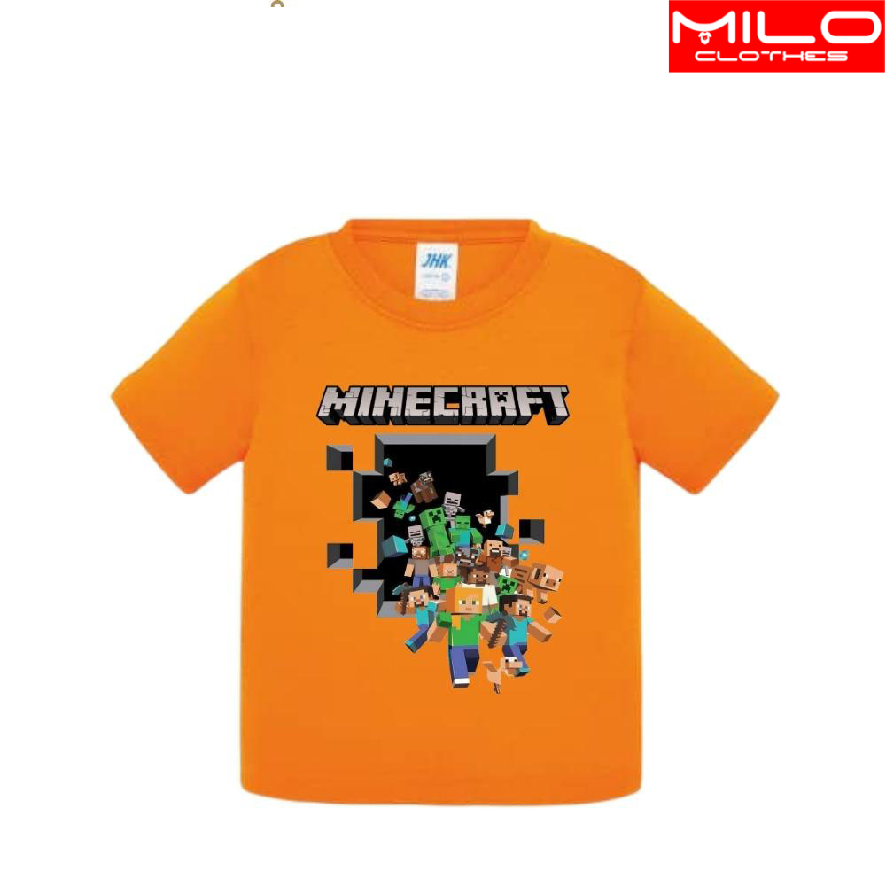 Áo thun trẻ em Áo cotton mát mịn In Hình Game Minecraft cho bé trai và bé gái