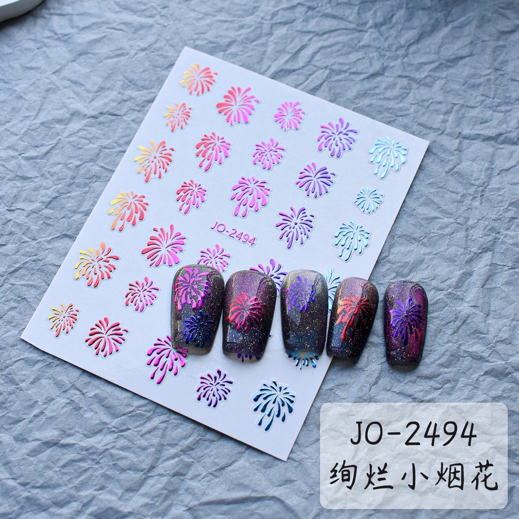 Sticker pháo hoa firework Tết JO-2494 dán móng năm mới 2024