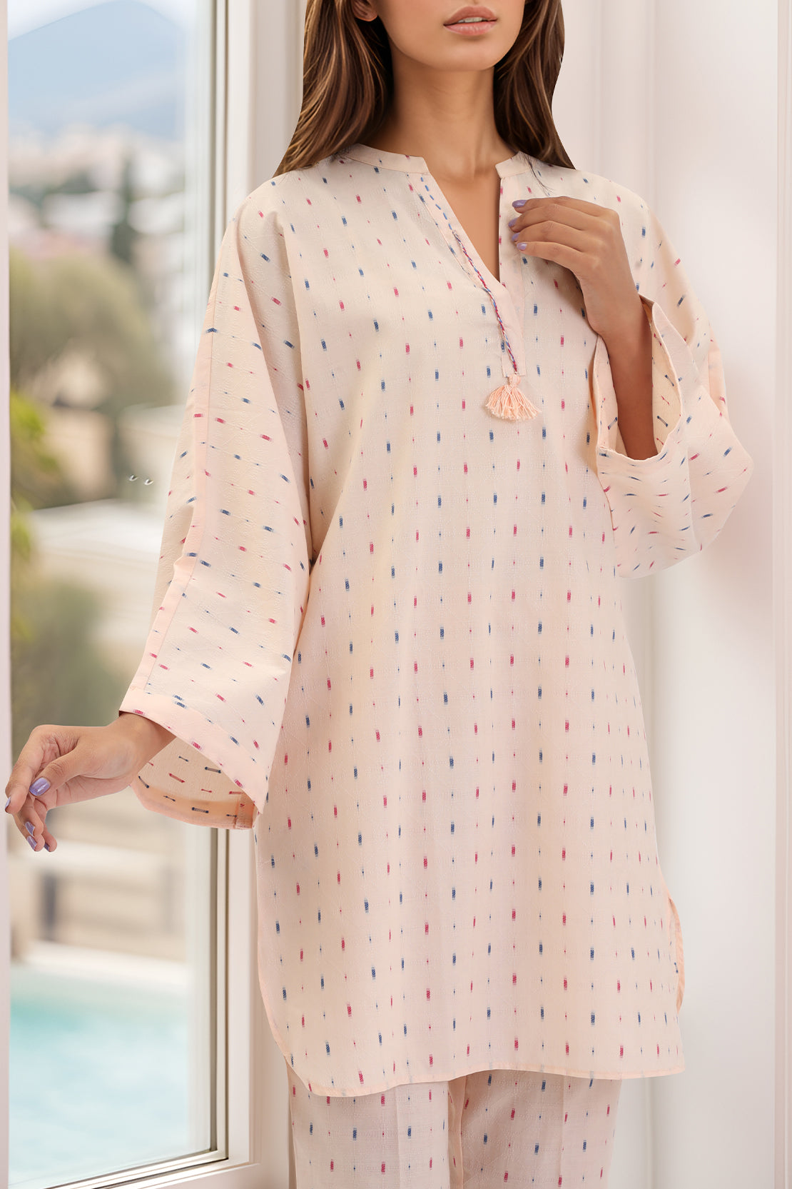 Saya - Cotton Jacquard Stitched 2 Piece (Shirt/Trouser). 