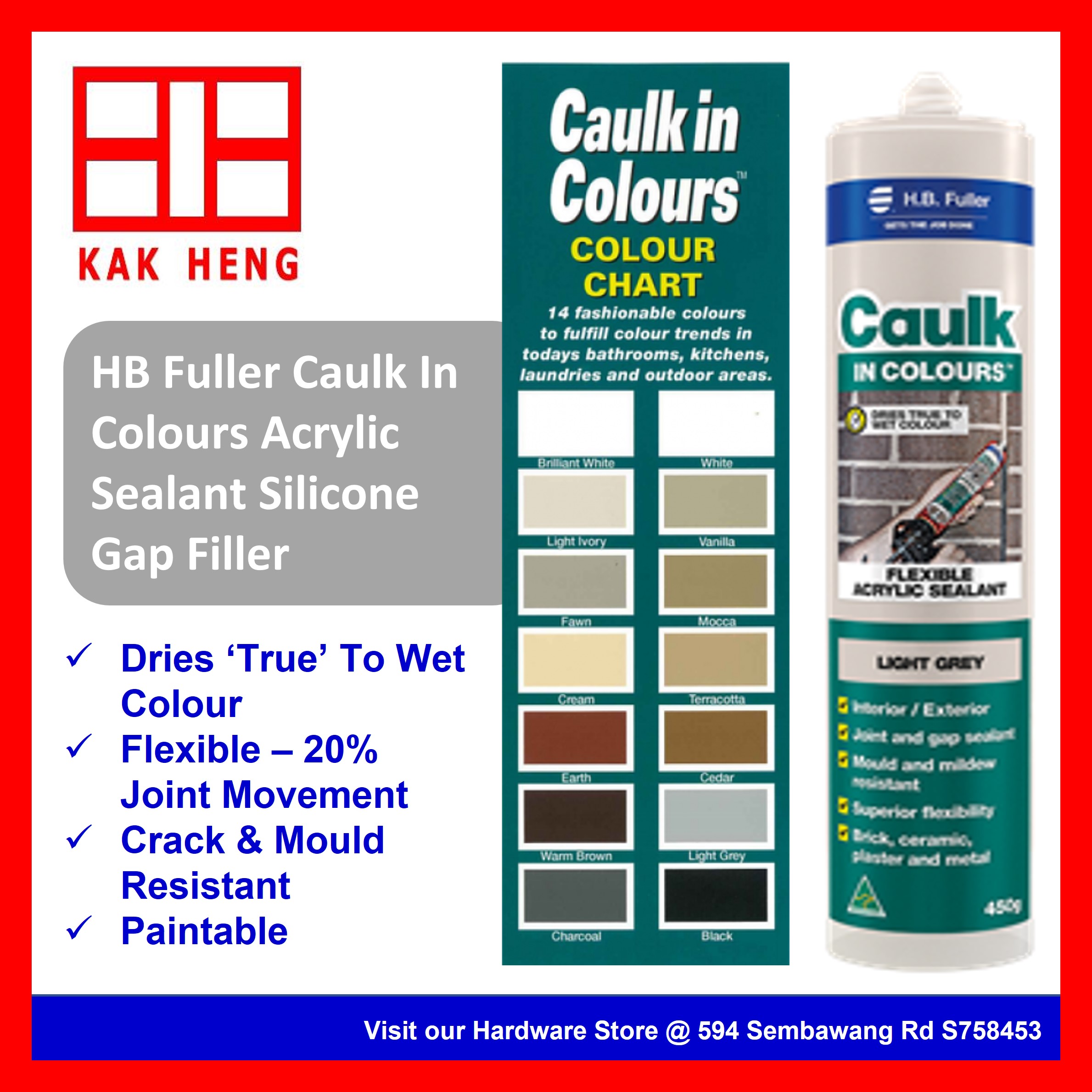 HB Fuller Caulk In Colours Acrylic Sealant Silicone Gap Filler ...