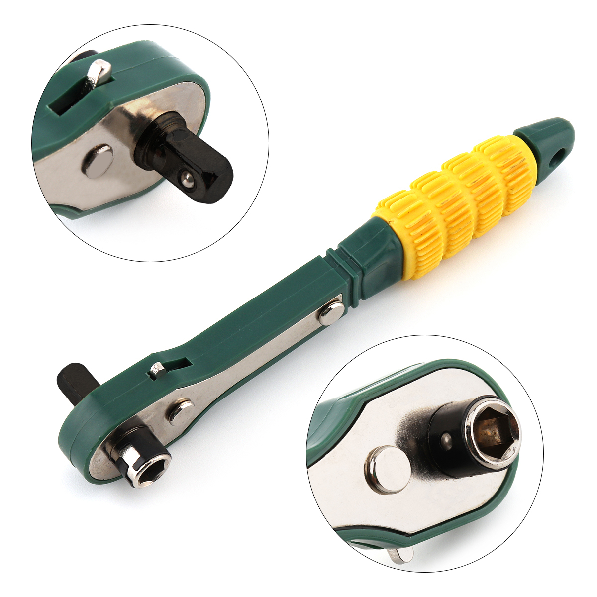 Mini 1/4 Head Screwdriver Pole 6.35mm Inner Hexagon Ratchet Socket Wrench with Dual-head