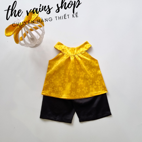Quần áo bé gái yếm gấm tặng kèm tuban 4-18kg