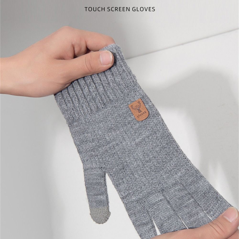 Thick Men Knitted Gloves Windproof Cold Proof Wool Mittens Daily Touch Screen Warm Gloves Autumn Winter.