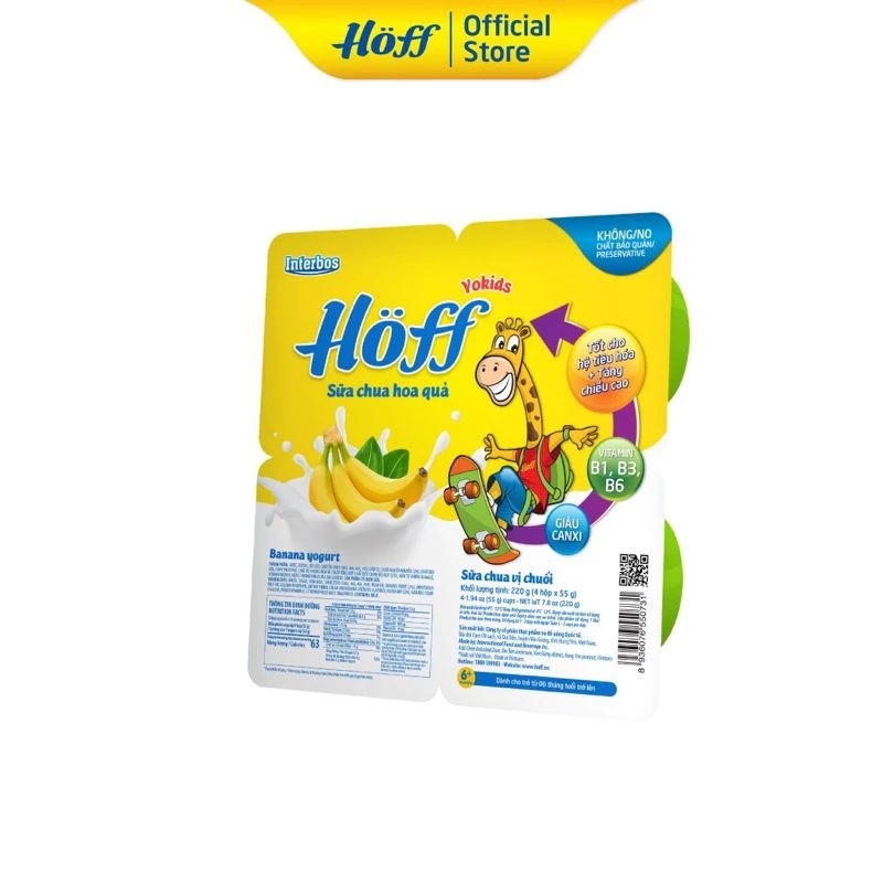 Sữa Chua Hoff Cho Bé Từ 6 Tháng Trở Lên 220Gr(4 Hộp X 55G)