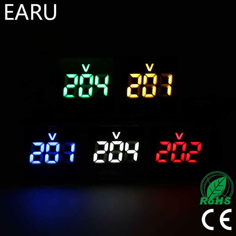 22mm Square Diy Mini Digital Voltmeter Ac 12-500v Volt Voltage Tester Meter Power Led Indicator Pilot Lamp Display. 