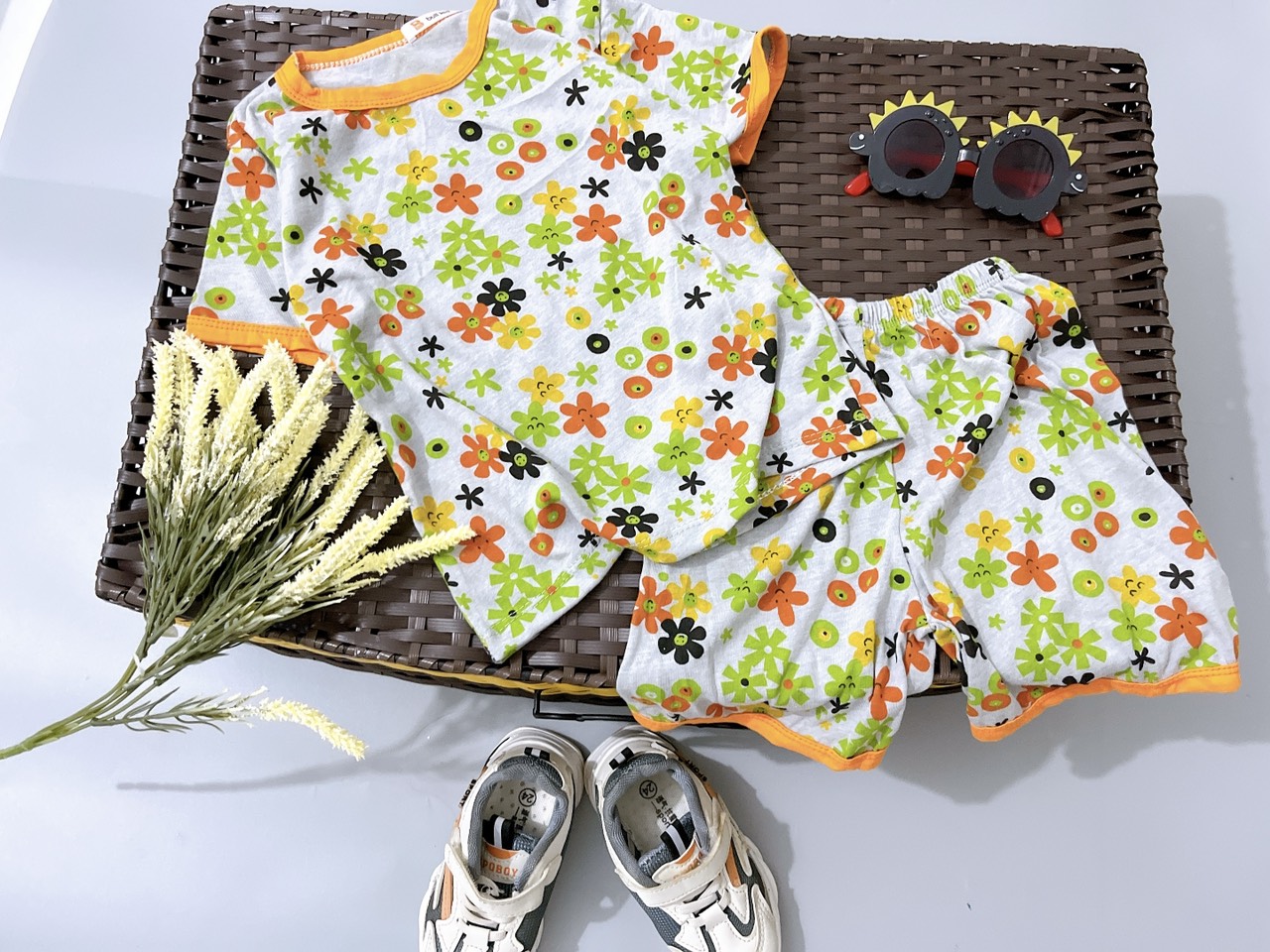 bộ đồ cotton 100% họa tiết bé trai gái- set bộ ngắn tay cho bé size 4-25kg