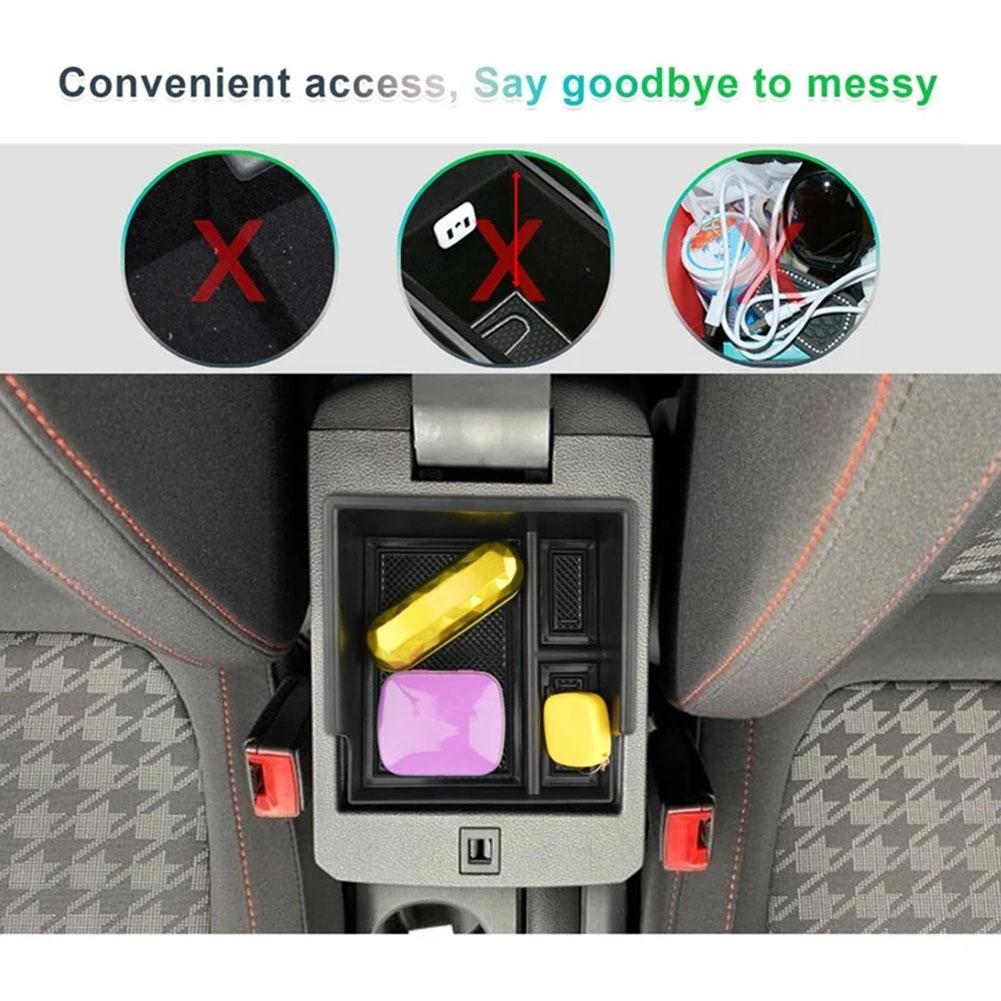 MOXSQFT Plateau Boîte à Gants MG ZS Facelift 2022-2025 – Organisateur Accoudoir Levier Manuel, Noir ABS