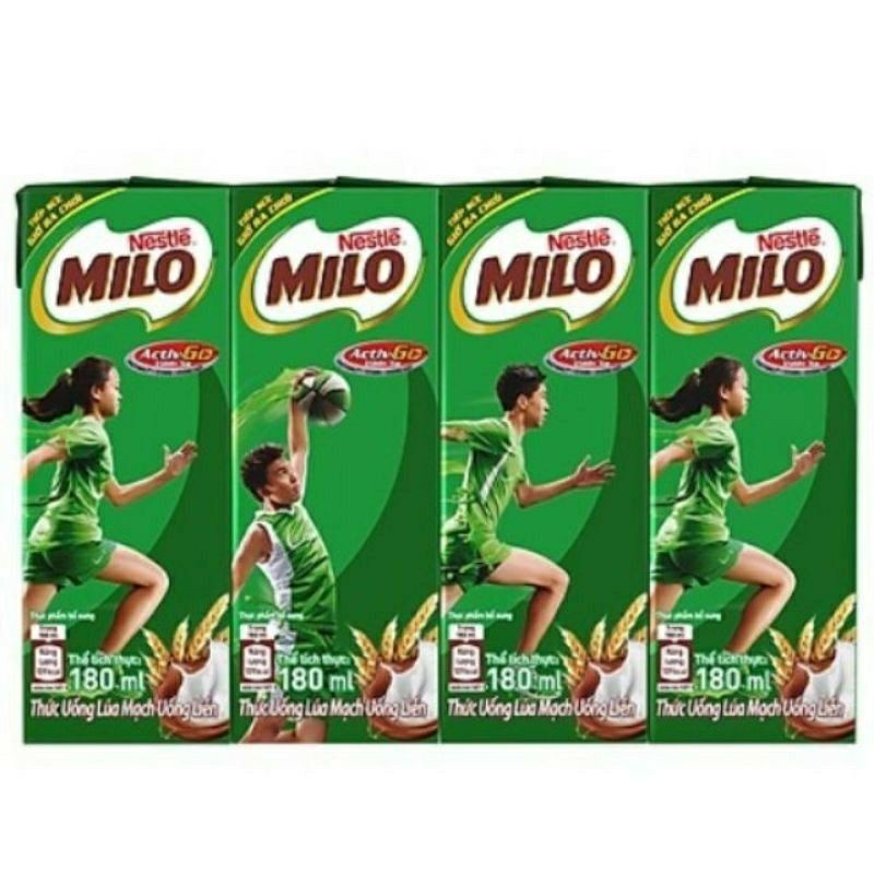 Lốc 4 Hộp Sữa Milo Lúa Mạch 180ml Date mới