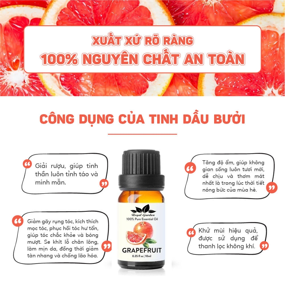 Tinh Dầu Bưởi Grapefruit Essential Oil 50ML Nhập Khẩu Thái Lan Tinh Khiết 100%