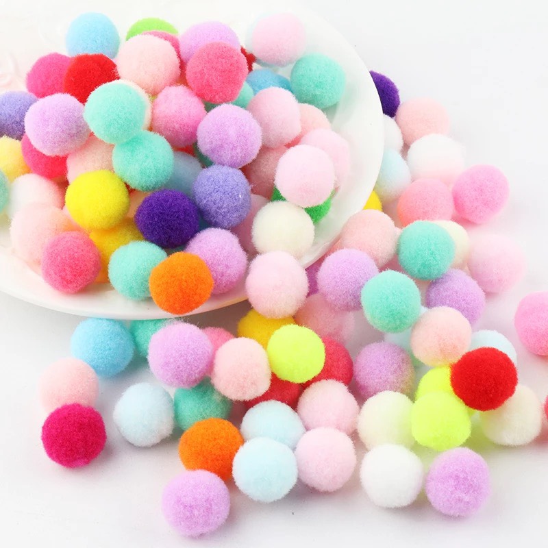 Cục bông Pompom dùng trang trí sản phẩm, decor nhiều màu sắc