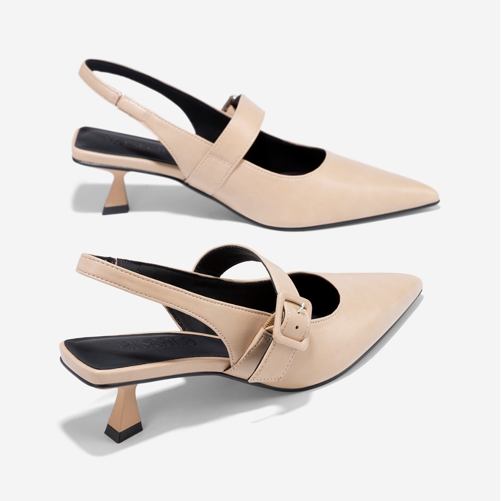 [Voucher 10%] Vascara Giày bít mũi nhọn slingback phối quai - BMN 0658