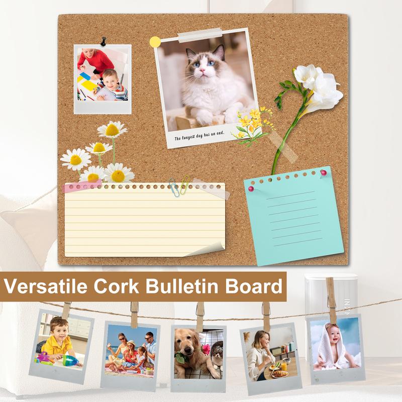 6Pcs Cork Board Rectangular Cork Bulletin Board with 50 Wall Nail Self ...