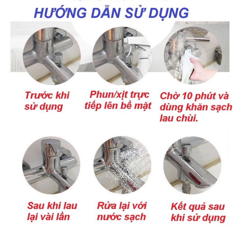 Dung dịch tẩy rửa nhà tắm, vòi inox, cặn canxi nhà tắm