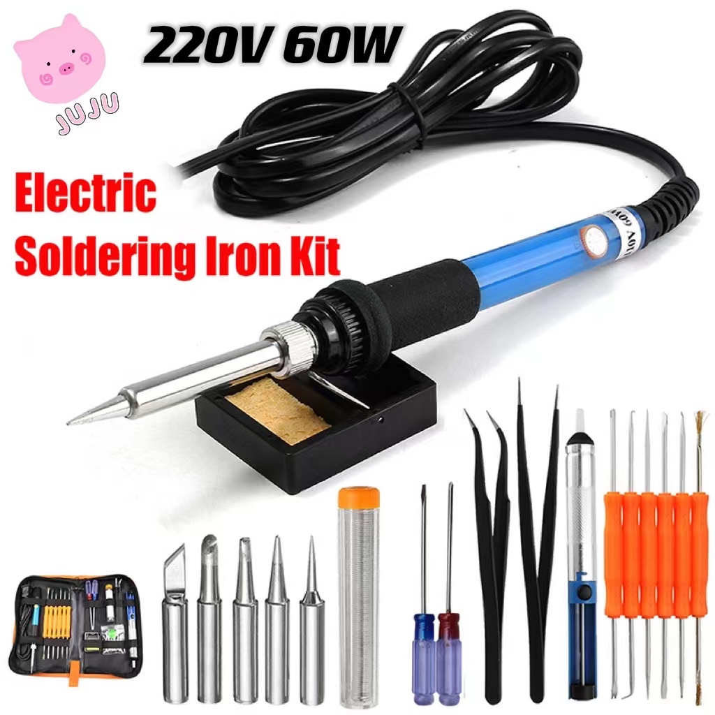 Soldering Iron Kit Electronics 15Pcs Set 60W Adjustable Temperature ...