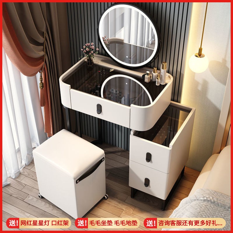 Dresser Bedroom Storage Cabinet Integrated Luxury Makeup Table white paint online celebrity ins Wind Retractable Dressing Table Set